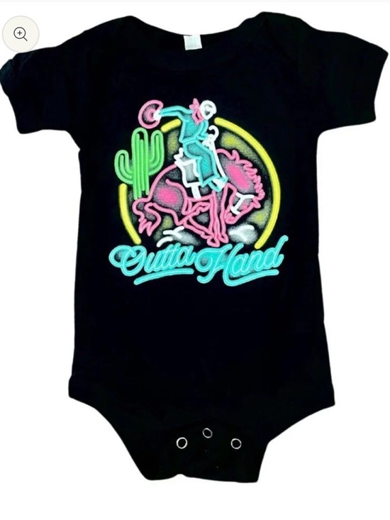 Sterling Kreek Other - Bella Canvas Black One-Piece with Neon Rodeo Graphic